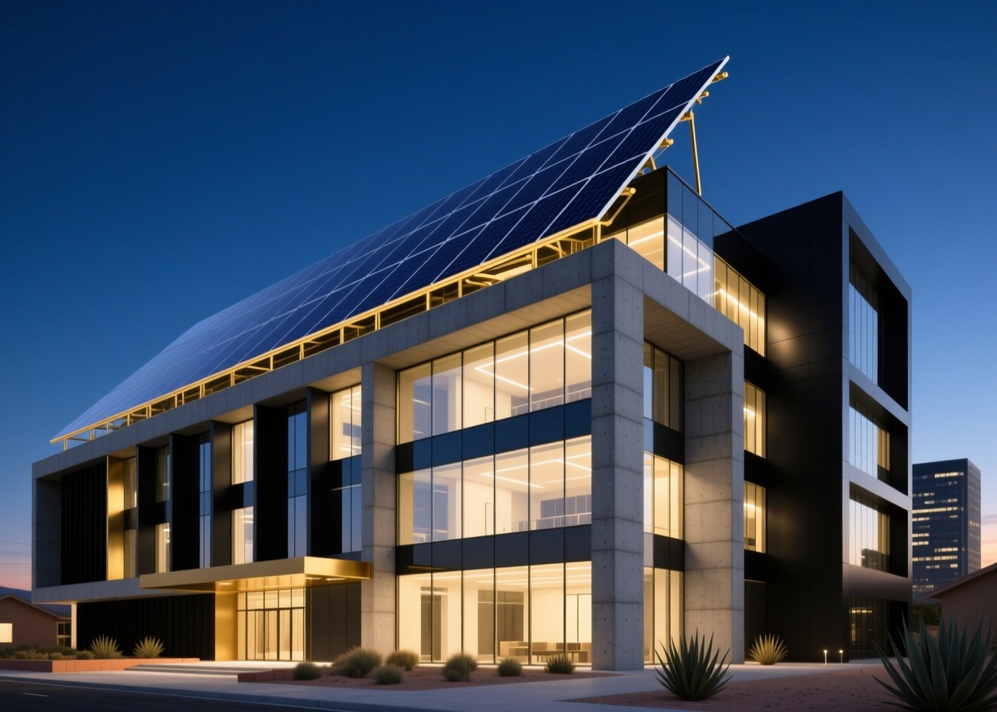 Edificio con instalación solar integrada